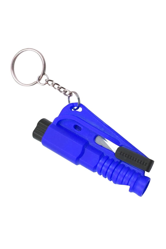 Car Window Breaker Keychain, Seatbelt Cutter and Window Glass Breaker Tool, 3-in-1 Emergency Escape Tool with 80dB Whistle, Car Glass Breaker Safety Keychain for Vehicle, Blue