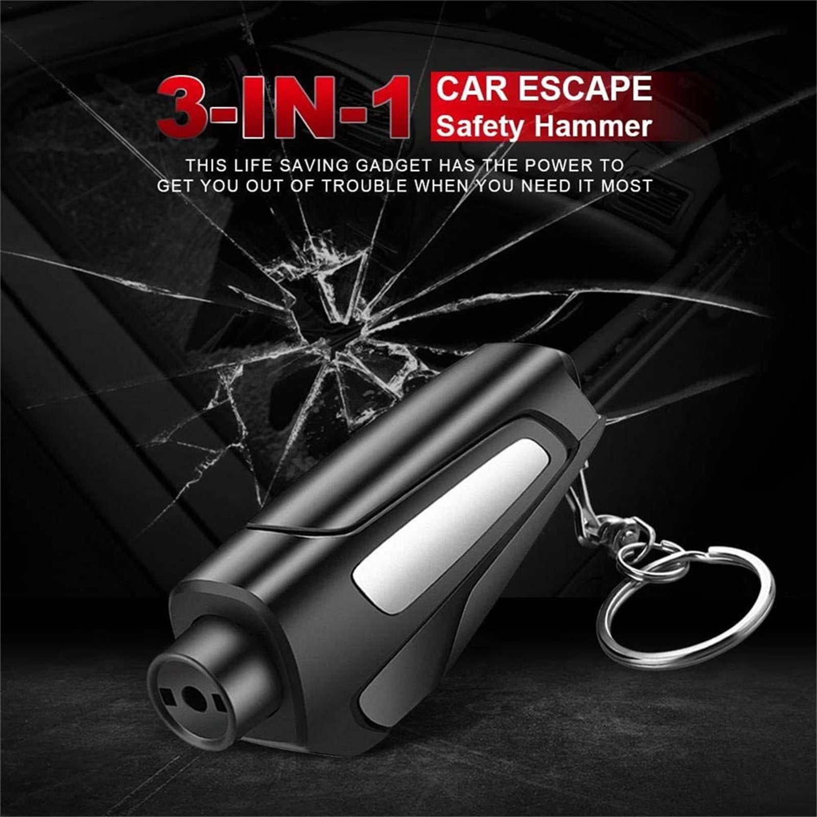 Car Window Breaker and Seat Belt Cutter, Whistle Emergency Keychain Car