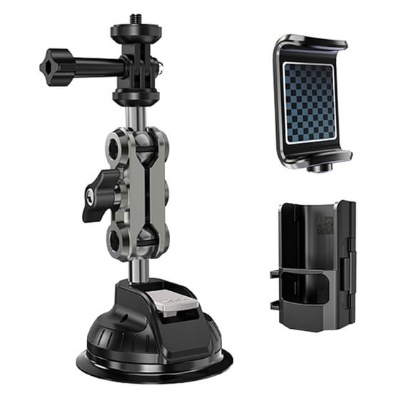 Car Window Camera Mount with Vacuum Suction Base, Adjustable Arm, 1/4 Screw for Pocket 3 Camera Travel Recording
