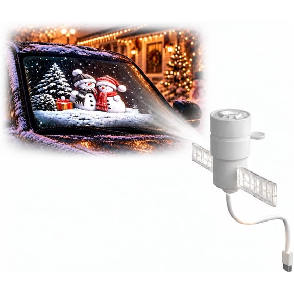 Car Window Christmas Projector, USB Plug and Play Holiday Projector with Flexible Angle & Festive Slides for Car Windows, Home Walls, Ceilings & Christmas Party Decor