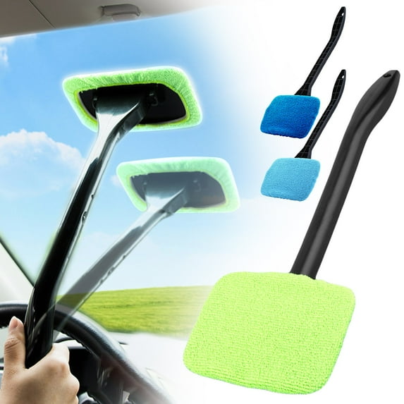 Car Window Cleaner Basdi Multifunctional Car Window Cleaner - Long Handle Windshield Dust and Fog Remover | Ergonomic Grip, Effective on Glass, Essential for Auto Care and Safety, Blue
