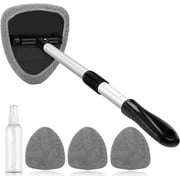 Car Window Cleaner, Microfiber Electronics Cleaning Brush with 4 pcs Washer Towels & 1 Spray Bottle, Gray, New, 1 Pack