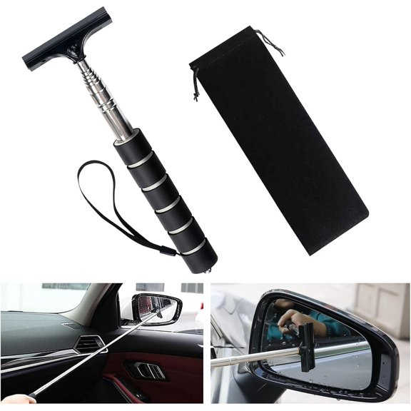 Car Window Cleaner Wiper,Mini Car Rearview Mirror Wiper with Storage Bag,Window Squeegee,Portable Vehicle Interior Exterior Accessories for Rainy Foggy Weather,Ideal for Rainy Foggy Weather