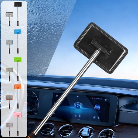 Car Window Cleaning Brush Telescopic Microfiber Head Adjustable Aluminum Handle Streak-Free Glass Cleaner Non-Slip Foam Multi-Use 12.6"-19.8" Black Blue Orange Green Head
