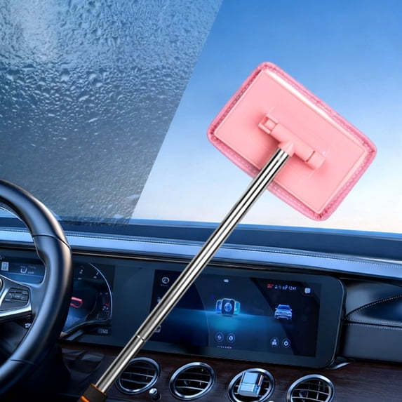 Car Window Cleaning Brush with Telescopic Handle, Microfiber Head for Particles & Condensation Removal