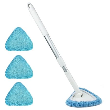 ITTAHO Car Window Cleaning Tool Windshield Cleaner with Extendable Handle, 3pcs Washable Microfiber Pads