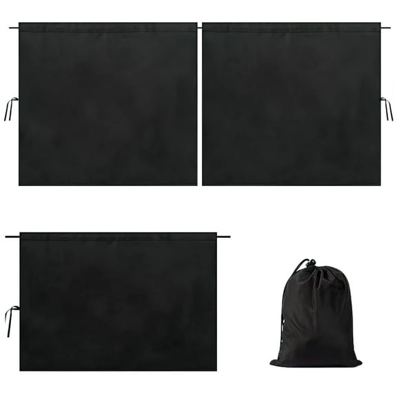 Car Window Curtains, 3 Pieces Set with Storage Bag, Universal Fit Side and Rear Window Sunshades, 33.5 x 25.6 in Front and 27.6 x 19.7 in Rear, Black Privacy Shades for Cars, SUVs, Minivans