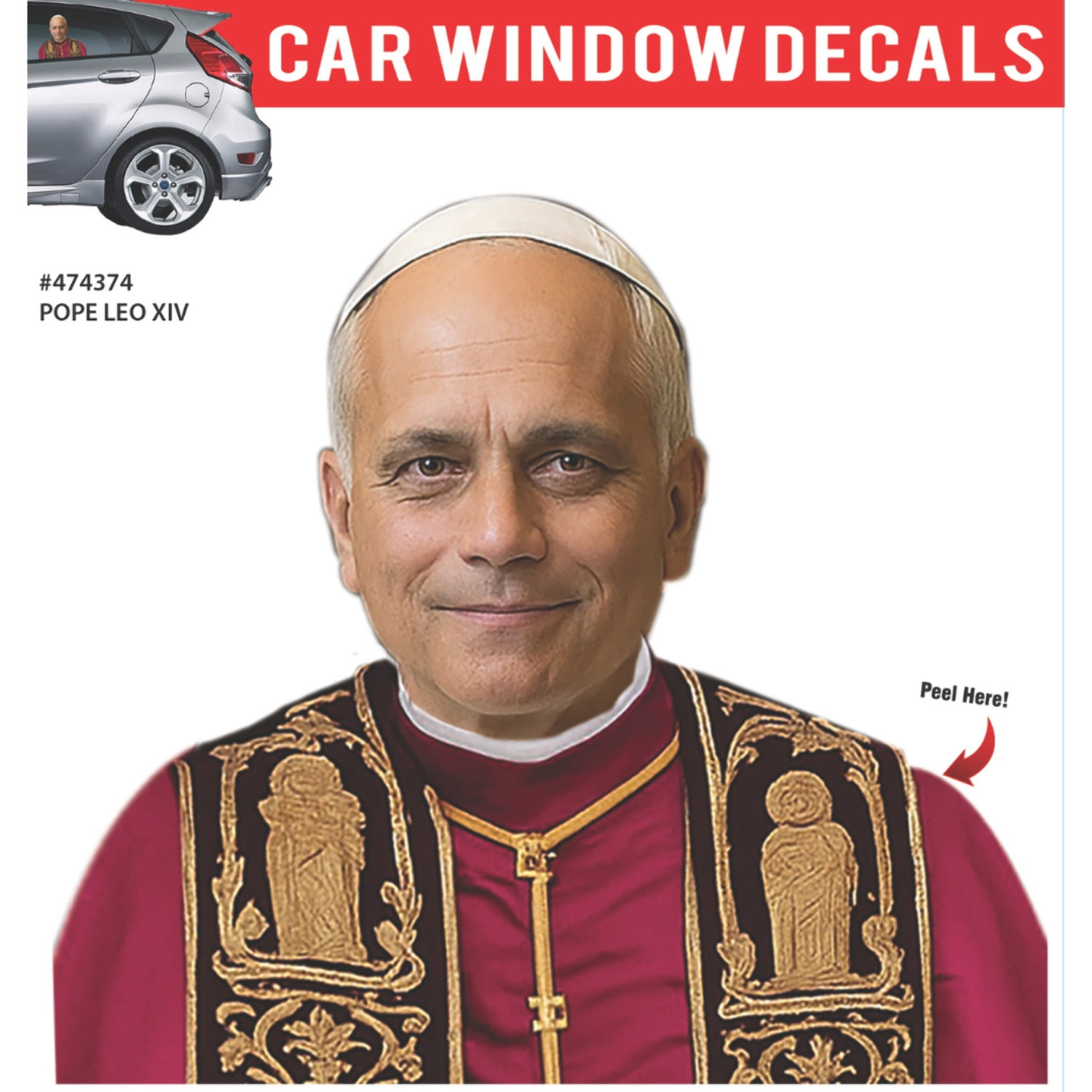Car Window Decal - 3D - Pope Leo XIV - Walmart.com