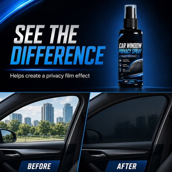 Car Window Glass Coating Spray for Vehicle Side Rear Windows, Sun Protection Privacy Coating, 1.7 fl oz Easy DIY Anti-Peep Car Spray
