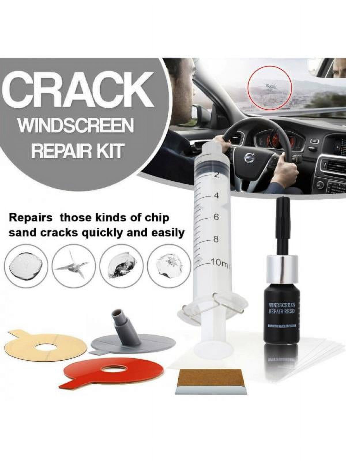 Naturalour Car Window Glass Crack Chip Resin Windscreen DIY Repair Tool Kit Windshield Part, Size: One Size