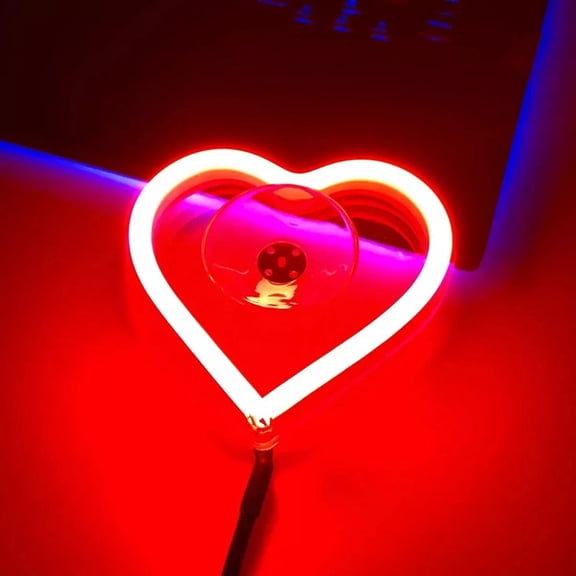 Car Window Neon Heart Light with Remote Control, 3 Lighting Modes, USB Powered