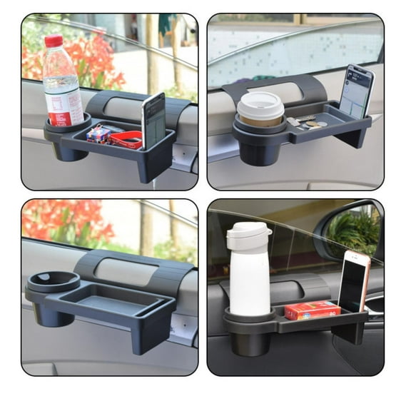 Car Window Organizer Tray, Multifunctional Door Storage Box with Phone Holder and Cup Rack, No Tools Llation for Keys & Small Items, Space Saving Design for Car Interior Organization