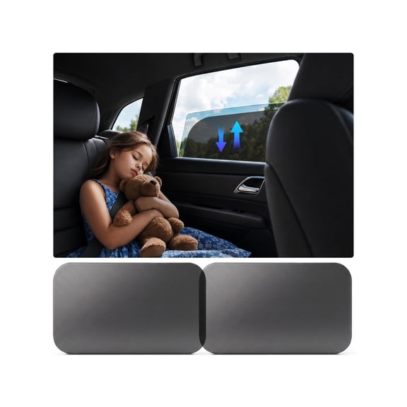 Car Window Shade for Baby, Roll Windows Down, Static Cling Window Covers, 2PCS-Static Cling Car Shades for Side Windows|No Glue No Residue|Rear Car Window Sun Shade for Babis, Pets, Fit for Most Cars