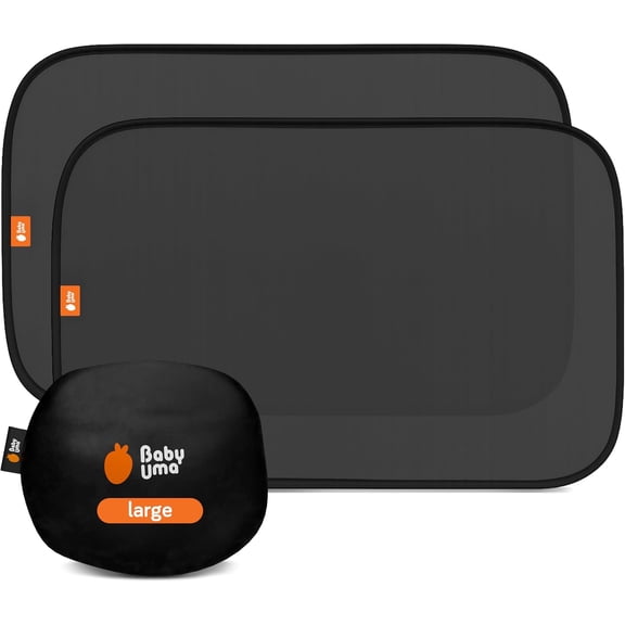 Car Window Shades (2 Pack) - 15.4 x 25.8, UPF 50+ Car Window Covers, 99% UVB + 94% UVA Protection, Static Cling Sun Shade with Travel Bag (Large)