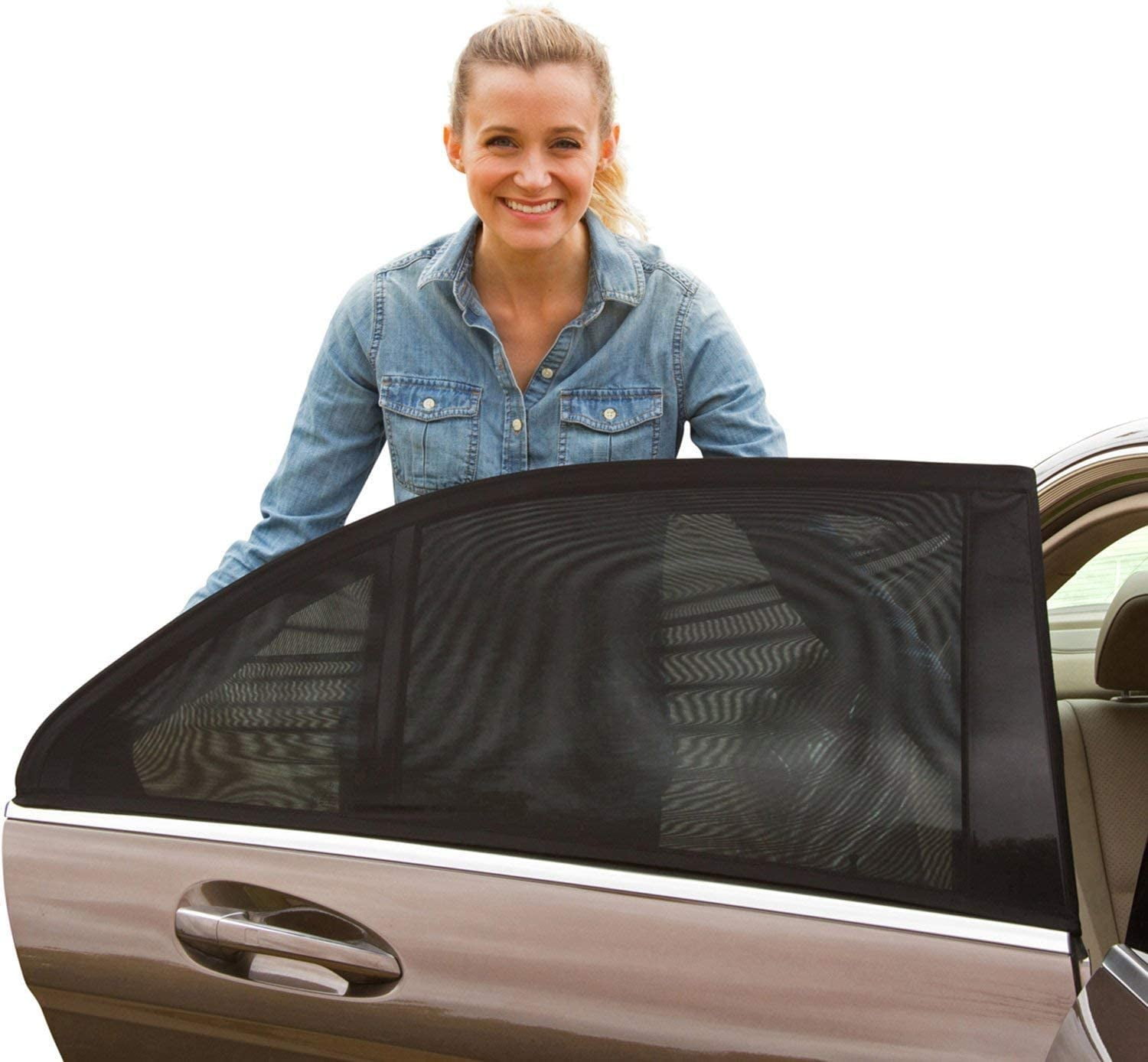 Universal FRONT Car Window SunShade - 2 Pack Breathable Mesh Car