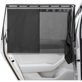Car Window Shades, 2 Pack Car Sun Shade for Baby, Double Layer & Fully Open, Magnetic Back Window Curtain, Sun Shade Covers Privacy Screen