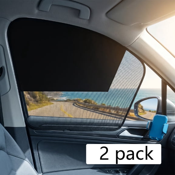 Car Window Shades 2 Pack  Magnetic Half Blackout Auto Front Side Window Covers, UV Protection Breathable Double Layer Sun Shield Blocker for Driver & Passenger (Vertical)