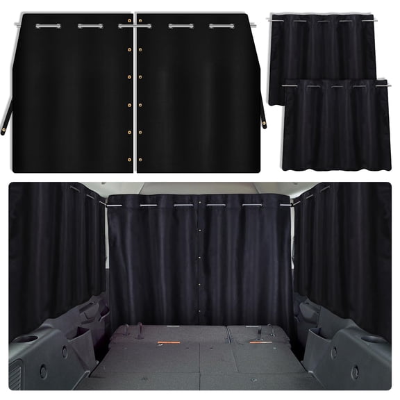 Car Window Shades , Car Divider Curtains for Blackout Opaque Suede, UV‑Block, Heat Insulation, Privacy Protection, Adjustable Length for Most Cars, Sedans, Vans & SUVs