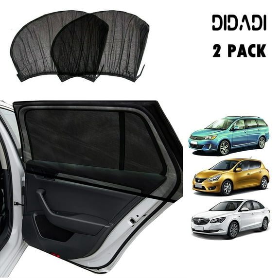 Car Window Shades for Side Windows, DIDADI Sun Shade for Car Heat & UV Protection , Adjustable Elastic Fabric Baby Car Shade, Folding Rear Side Window Covers Fit for Most of Cars  (Pack of 2)