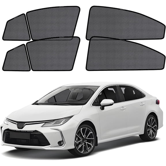 Car Window Shades for Toyota Corolla 2019-2024, Side Window Cover Sunshade for Corolla Front Window Split Design Car Window Screen for Camping UV Sun Blocker Privacy Ventilation Bug-Free