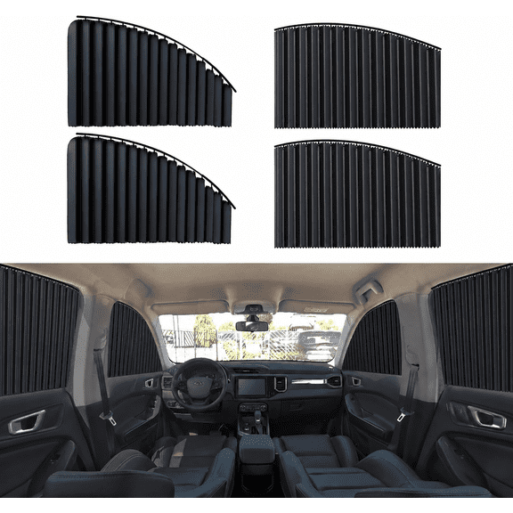 Car Window Shades for Side Windows, 4 Pcs Privacy Curtains with Embedded Track, 100% Block Light Sun Shade Cover for Camping & Nap Comfort
