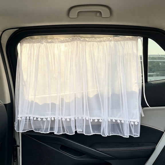Car Window Sun Shade Curtain, Polyester Suction Cup Privacy Cover, Yellow Side Window Heat and Light Blocking Screen, Easy Install and Removal for Car SUV Truck