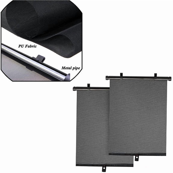 Car Window Sunshade Black Retractable Roller Blind UV Protection Mesh Side Sun Shade Suction Cup Car Sun Visor for Back Seat Privacy and Sun Block