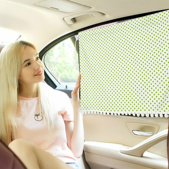 Car Window Sunshade Curtain, Telescopic Suction Cup Type Heat Insulation Fabric Shade, Universal Foldable Privacy Sun Protection Screen for SUV Truck and Sedan