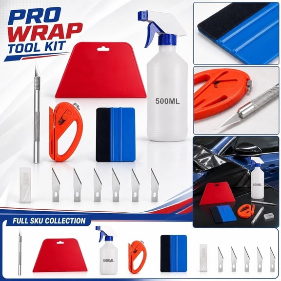 Car Window Tint Tool Kit, Professional Grade 10 Piece Vinyl Wrap Application Set, for Automotive Vehicle Window Film Installation Car Wrap Sticker Squeegee Scraper Cutter Tools for Car Decal Tinting