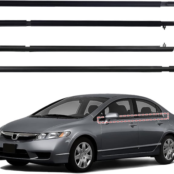 Car Window Weather Stripping Molding Trim Belt,Compatible with Honda Civic 2006-2011 4-Door Sedan, Replace#72410-SNA-A01 72450-SNA-A01 72950-SNA-A01 72910-SNA-A01