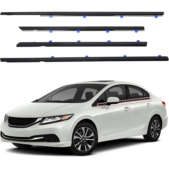 Car Window Weather Stripping Molding Trim Belt,Compatible with Honda Civic 2012-2015 4-Door Sedan,Replace#72450-TR0-A01 72410-TR0-A01 72950-TR0-A01 72910-TR0-A01