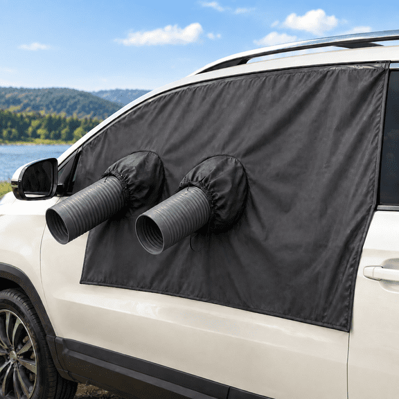Car Windows Mobile air conditioning exhaust duct soft cloth curtain baffle Adjustable air outlet size sealing windshield insulation cloth Sun Protection rain protection