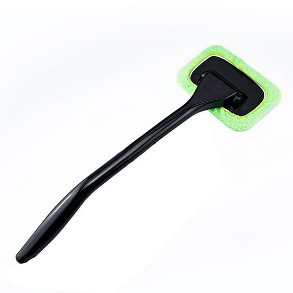 Car Windshield Cleaner Dual Head Brush Microfiber Interior Wipe Tool 15.7" Handle Multi Surface Glass Scraper Defogger Vehicle Care