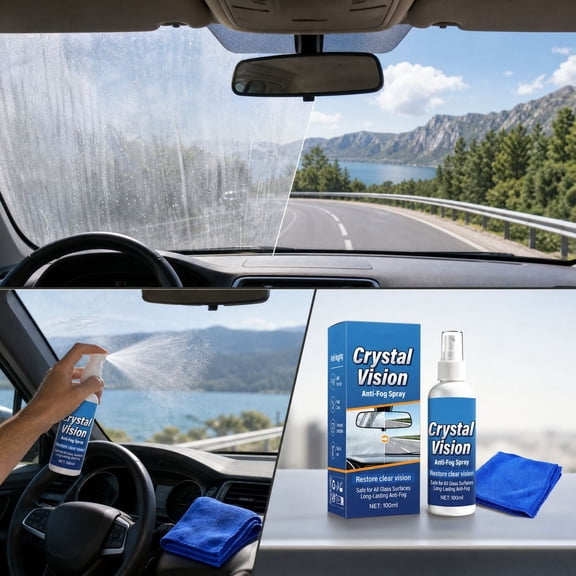 Car Windshield Cleaner Spray 100ml, Auto Inside Glass Mist Remover, Long-Lasting Anti-Fog Coating, Streak-Free Quick-Dry, for Auto Interior Glass