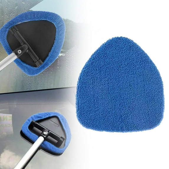 Car Windshield Cleaner Tool Microfiber Cloths for Inside Windshield Cleaning Tool Pads Interior Windshield Cleaner Tool Replaceable Cleaning Bonnets Fit 6.5" Blue