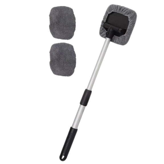 Car Windshield Cleaning Brush, Retractable Car Cleaning Tool with Microfiber Duster for Inside Window Glass, Pivoting Head Reaches Corners for Home Kitchen Car Garage