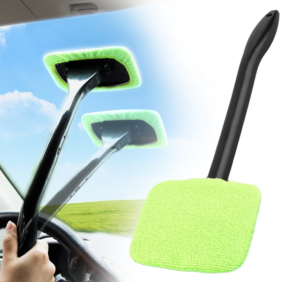 Car Windshield Cleaning Tool,Windshield Cleaner with 1 Washable and Reusable Microfiber Pad,for Auto Glass Wiper,Car Accessories(Green)