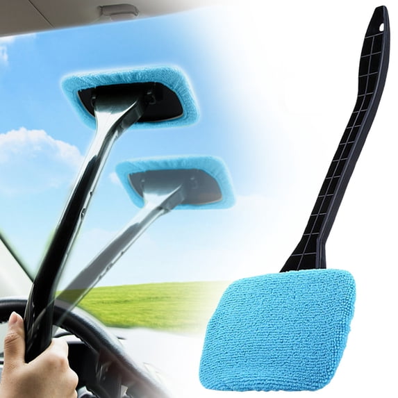 Car Windshield Cleaning Tool,Windshield Cleaner with 1 Washable and Reusable Microfiber Pad,for Auto Glass Wiper,Car Accessories(Sky Blue)