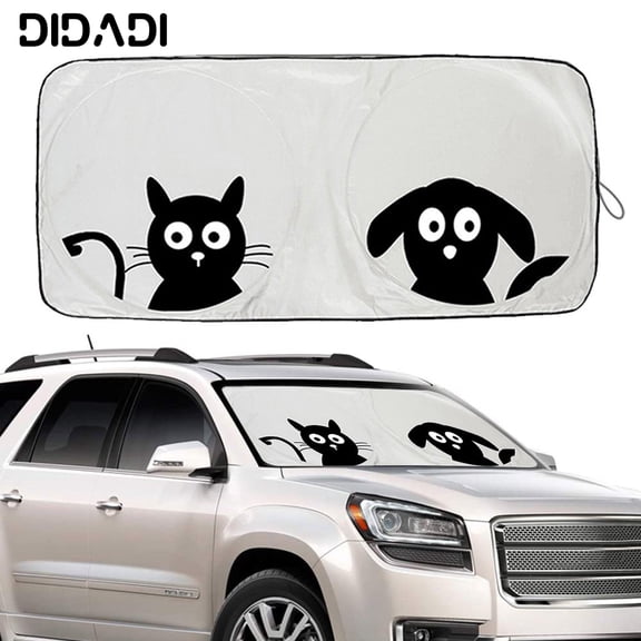 Car Windshield Cover,DIDADI Front Auto Windshield Cover Sun Shade with Cute Cartoon,Foldable Car Front Window Sunshade for Most Sedans SUV Truck,Blocks UV Rays,Keep Your Vehicle Cool