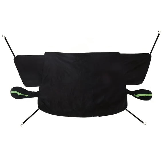 Car Windshield Cover for Ice and Snow - Universal Windshield Snow Cover with Side Window and Rearview Mirror Protector, Durable Magnetic Winter Frost Hail Guard, (Green reflective strip)