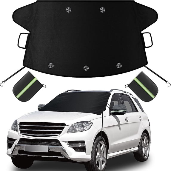 VFM Car Windshield Cover for Ice and Snow, Windshield Snow Cover with Side Mirrors Cover for Snow, Ice, UV Fits Most Cars, Trucks, Vans, SUVs