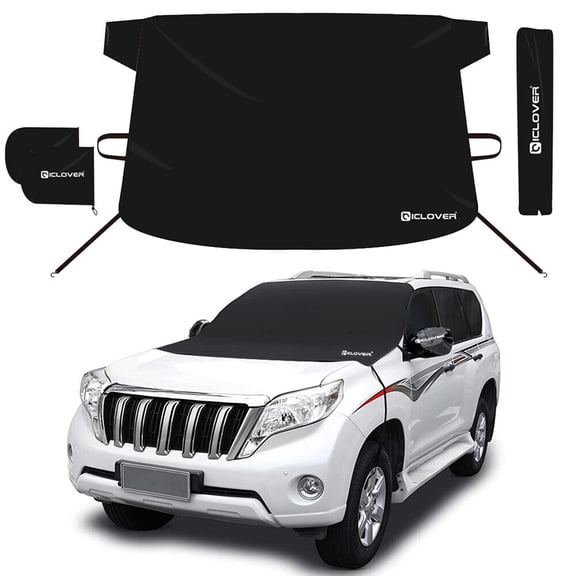 Car Windshield Cover For Snow Ice Frost Winter Accessories Protection With Mirror Covers Windproof Straps That Fits Most Sedans, SUVs & Vans, Front Windscreen