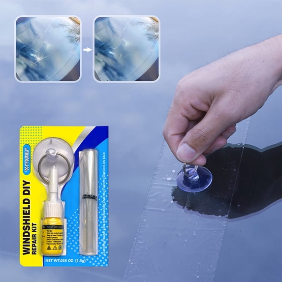 Car Windshield Crack Kit with Resin , DIY Auto Glass Chip and Scratch Fix Tool for Windows and Phone Screens