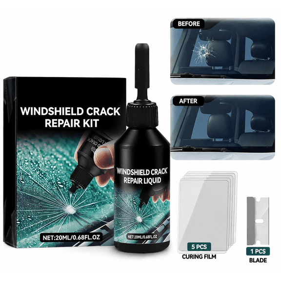 Car Windshield Crack Repair Kit, 2026 New Windshield Chip Repair Kit, Glass Repair Liquid Kit for Cracks and Chips, Quick Fix Windshield & Glass Repair Tools (1 Pack)