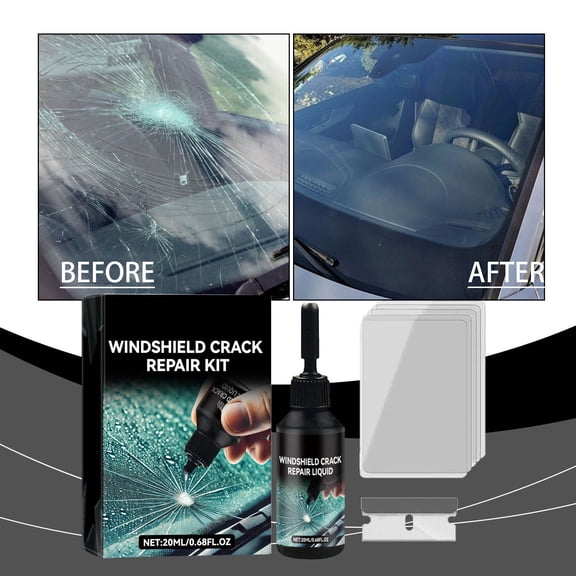 Car Windshield Crack Repair Kit, Quick Fix Repair Liquid for Auto Glass Restoration and Ensures Safe Clear Driving Vision, 0.68 oz