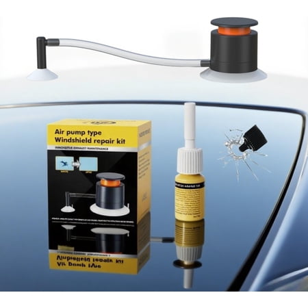 Car Windshield Crack Repair Kit with Vacuum Suction-Long-Lasting,Invisible Windshield Repair Kit for Chips and Cracks on SUVs,Trucks,Windows!Easy to Stop Crack Spreading in 20 Mins! (Round Repair)