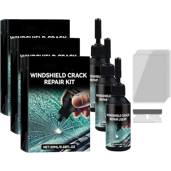 Car Windshield Crack Repair Kit, Windshield Crack Repair Kit, Cracks Gone Glass Repair Kits New Formula, Chipped Windshield Repairs Kits for Chips and Cracks(3set)