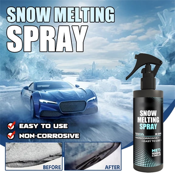 Car Windshield Deicer Spray 100ML - Fast-Acting Ice Melt for Quick Defrosting, Long-Lasting Formula for Cars, RVs, Trucks, and Rearview Mirrors, Easy to Use in Cold Weather
