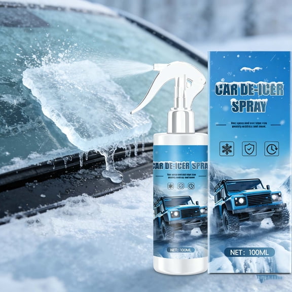 Car Windshield Deicer Spray 100ml, Fast-Acting Ice Melting Spray for Car Windows, Mirrors, Locks, Wipers, Safe for All Auto Surfaces, Winter Car Ice Removal Spray, Portable Vehicle Deicing Solution