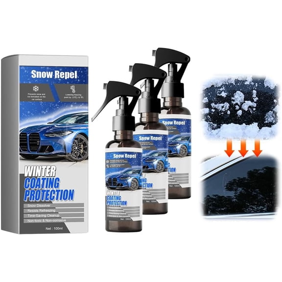 Car Windshield Deicer Spray Set, Fast Acting Ice Remover & Fridge Defrosting Agent, Multi-Purpose, 3 PCS